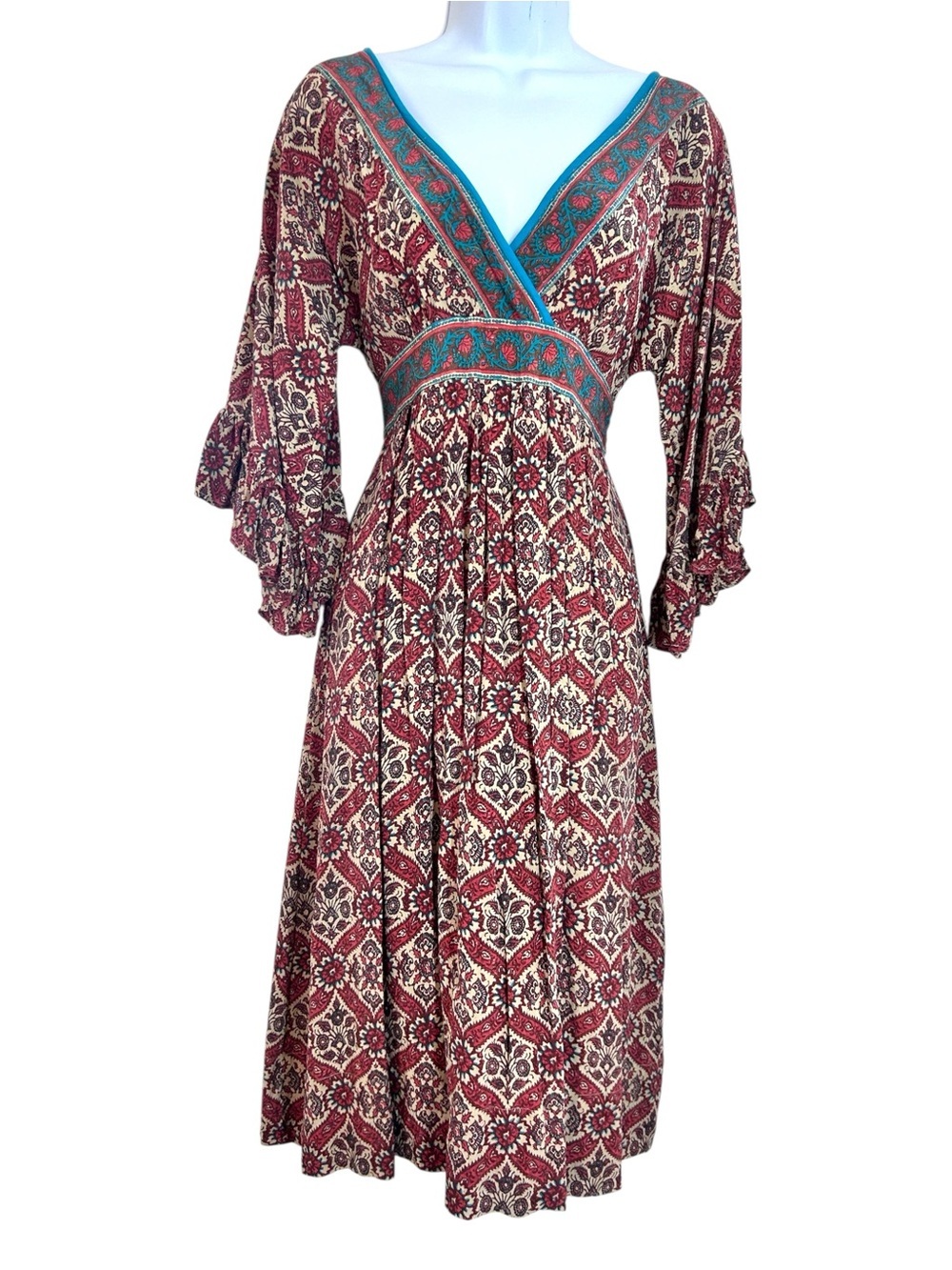 Plenty Tracy Reese 100% Silk Bohemian Print Midi Dress Size 2/S Anthropologie